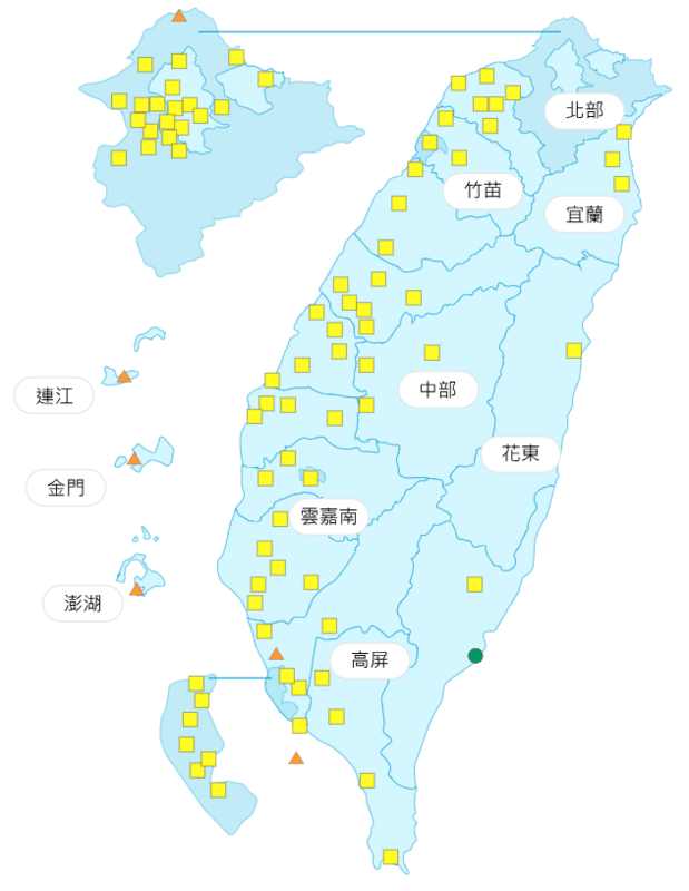  環境部公布各地空氣品質概況。   圖：環境部提供