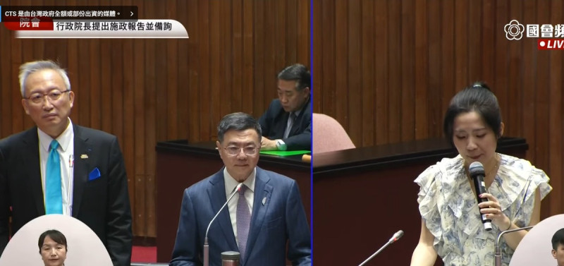 國民黨立委徐巧芯質詢護照爭議得出的結論，一度讓外交部次長和行政院長卓榮泰沉默。   圖：擷取自國會頻道