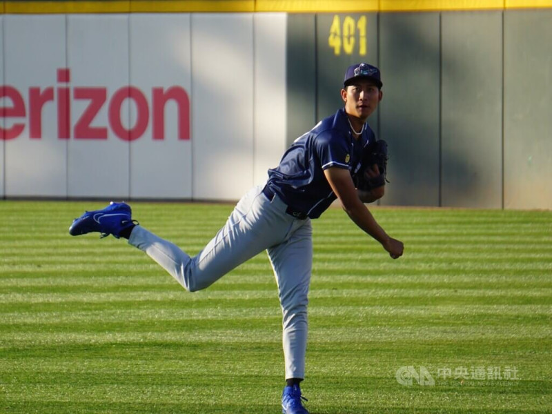 21歲的台灣投手沙子宸（圖）效力美國職棒運動家小聯盟1A。中央社記者林宏翰洛杉磯攝 114年5月1日   