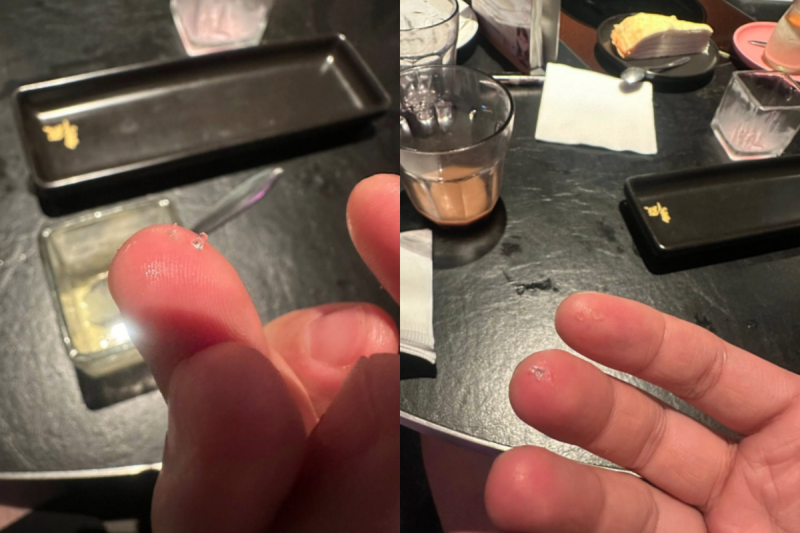 一名楊姓男子日前至辛殿信義店用餐，在冰淇淋中吃到了碎玻璃。（翻攝爆料公社）   