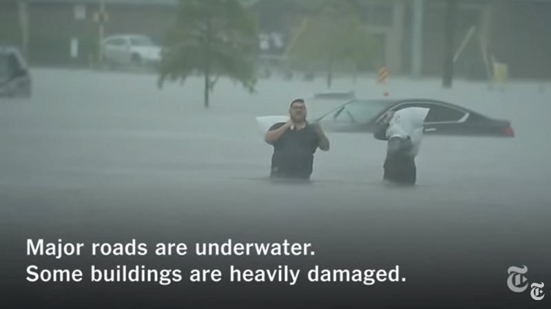 哈維（Harvey）颶風重創德州休士頓和周遭地區，釀成嚴重洪患。   圖：翻攝Youtube