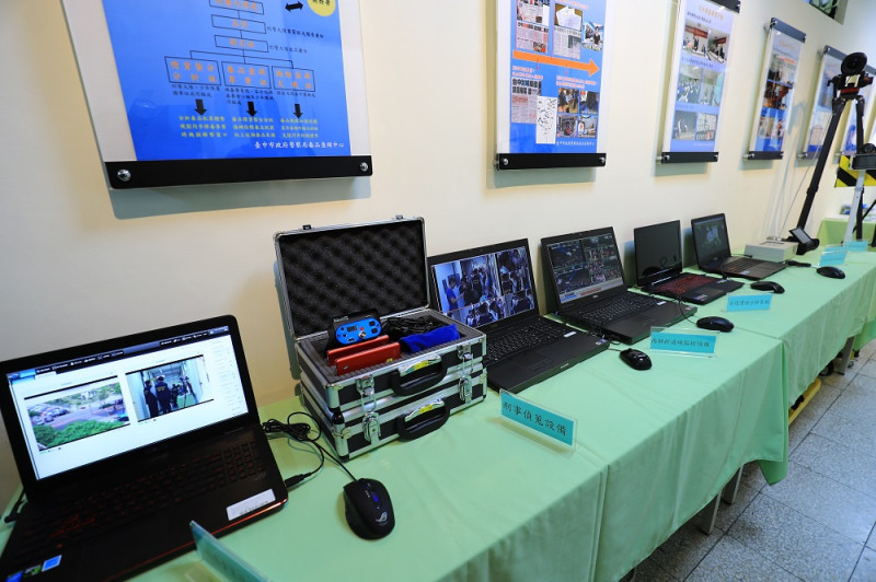 台中市警察局科技偵防犯罪器材展示。   圖：台中市政府警察局/提供