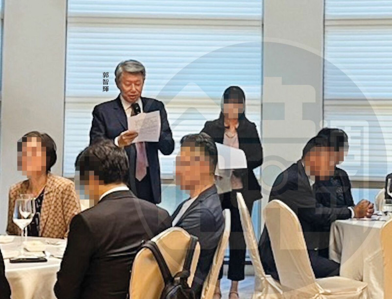 郭智輝在崇越集團旗下MD餐廳，以經濟部名義密宴AIT官員，致詞時還提別強調台美友好關係。   圖：鏡週刊提供