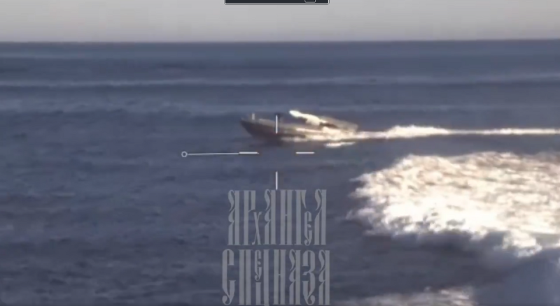 烏克蘭海軍神風無人艇在對克里米亞的襲擊中發揮作用。 圖:翻攝自 NOELREPORTS X 帳號