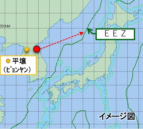 日本防衛省公布消息稱,此次導彈並未落入日本專屬經濟海域( EEZ )內,但日本政府仍會針對周邊海域展開調查,確保沒有其他飛機、船隻被意外捲入事故之中。 圖:翻攝自 日本防衛省 官方網站