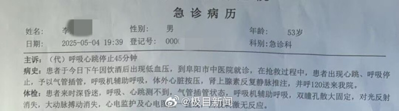 安徽54歲男子在注射刺五加注射液後20分鐘不治身亡。 圖:翻攝自 X 安徽54歲男子在注射刺五加注射液後20分鐘不治身亡。 圖:翻攝自 X