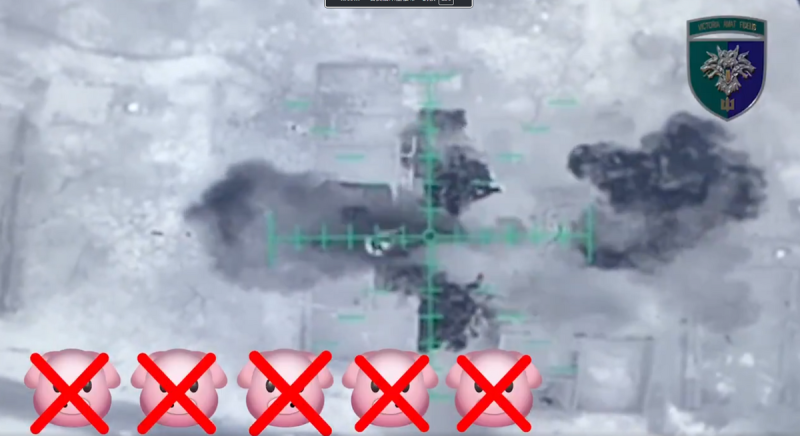烏克蘭第 38 海軍陸戰隊也透過巴巴雅嘎無人機炸毀 5 名俄軍潛藏的建築。 圖:翻攝自 NOELREPORTS X 帳號