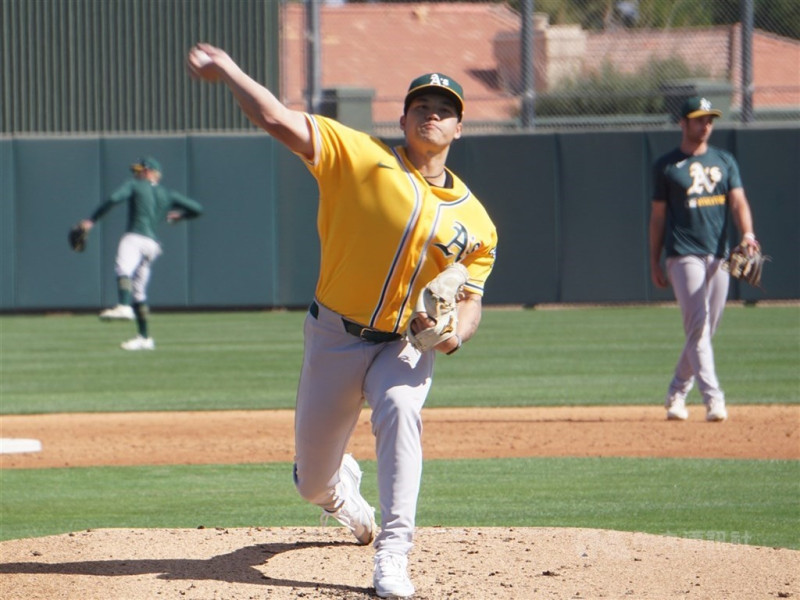 美國職業棒球小聯盟（MiLB）奧克蘭運動家隊2A投手莊陳仲敖今天先發6局挨轟失1分，優質先發拿下個人本季第3勝。（中央社檔案照片）   