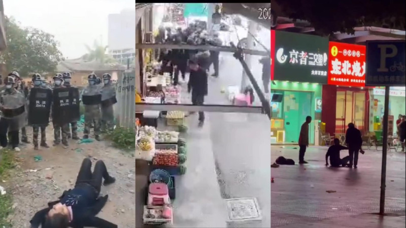 中國多地接連發生暴力與衝突事件，包括湖北武漢燒烤店槍擊案、福建泉州強拆衝突、大貨車衝撞警察檢查站慘劇，以及城管粗暴執法引發爭議，突顯中國社會矛盾與基層治理問題日益惡化，引發關注。   圖:翻攝自影片(新頭殼合成)