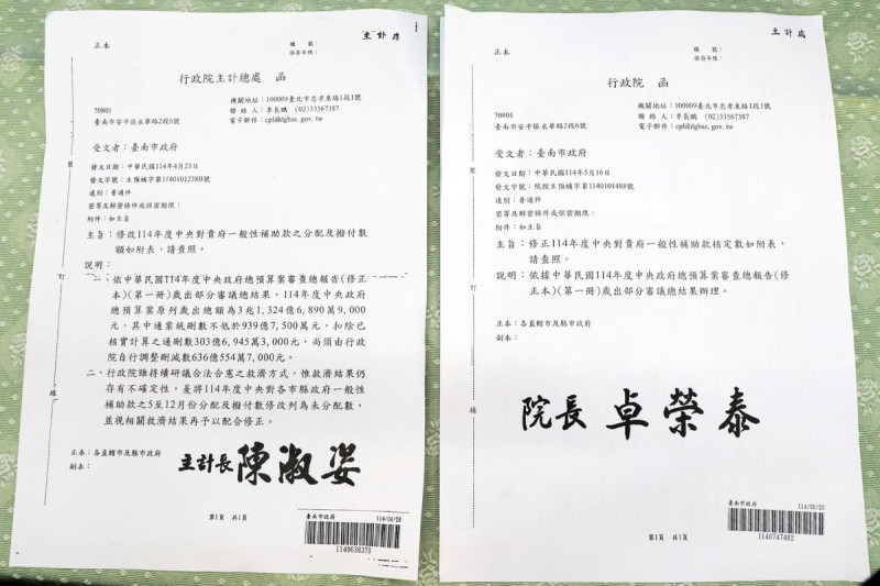 中央政府114年度總預算遭通案刪減939億元,行政院被要求自行刪減636億。行政院調節後,刪減地方一般性補助款27.3%,其中台南市政府接獲公文通知一般性補助款刪減51.68億元。