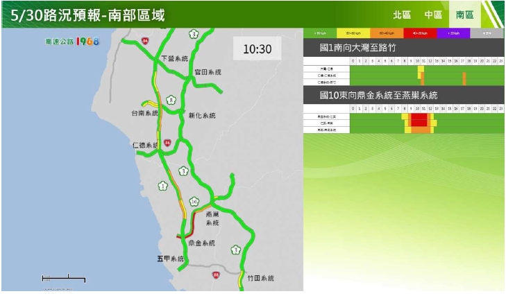 端午節連續假期首日路況預報-南部 圖/高公局提供