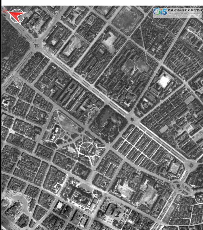 台北大空襲後航照影像(1945年6月16日拍攝) 圖:中央研究院人社中心GIS專題中心