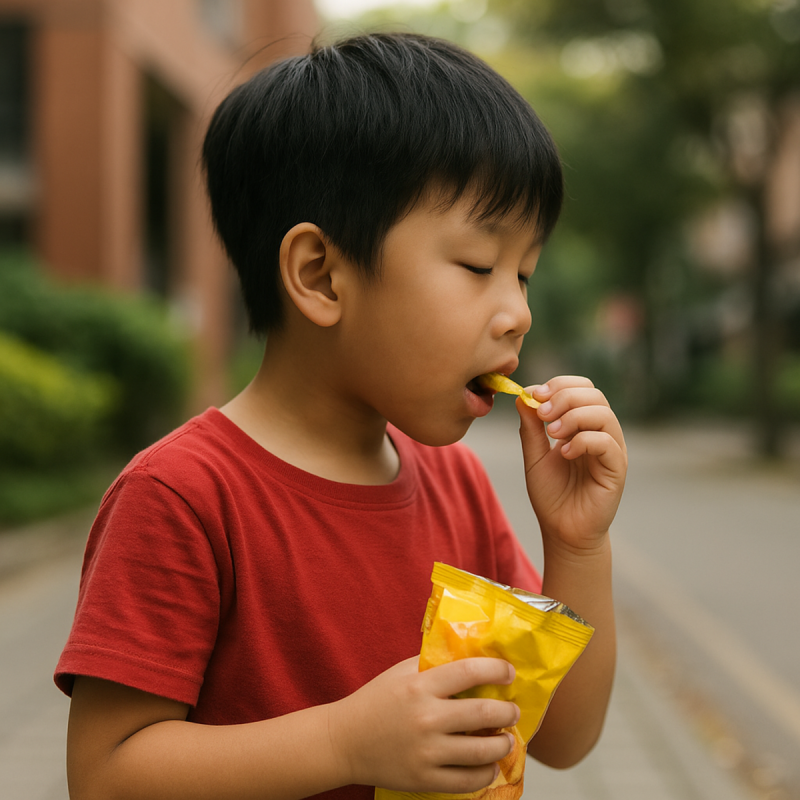 消基會揭20件學童零食半數不合格，紅梅單顆含鈉700毫克恐危害健康。   圖：ChatGPT AI 生成 / 曾郡秋 製