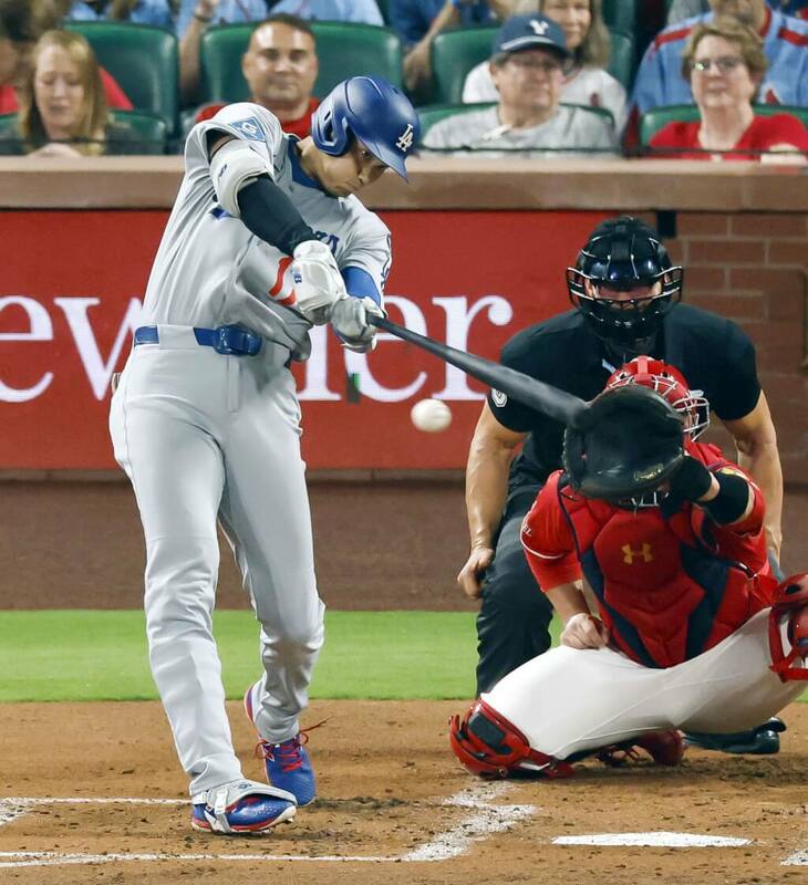 MLB洛杉磯道奇球星大谷翔平6日在對上紅雀的比賽4打數1安打。（共同社）   