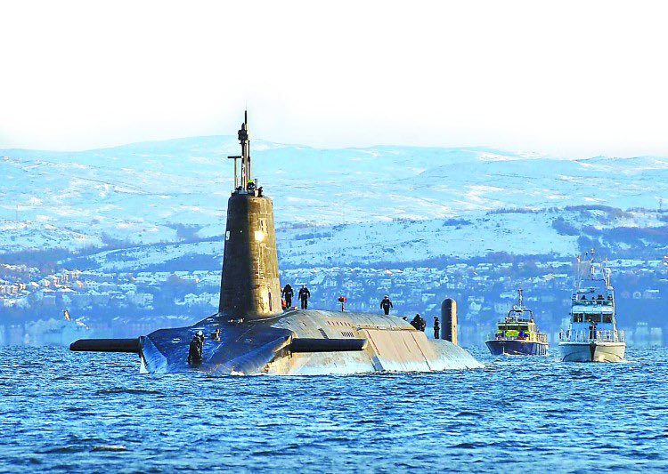  英國皇家海軍的「前衛級」（Vanguard-class）戰略核潛艦。 圖：翻攝自 X 