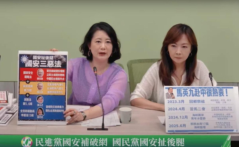 前總統馬英九將赴中參加海峽論壇，民進黨團批，不惜做藍委大罷免「豬隊友」。   圖：翻攝自民進黨團YT