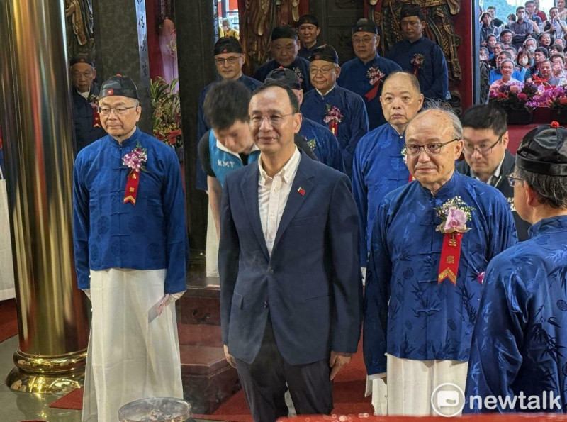 國民黨主席朱立倫出席慶祝孚佑帝君成道1145周年紀念三獻大典。   圖：黃建豪/攝