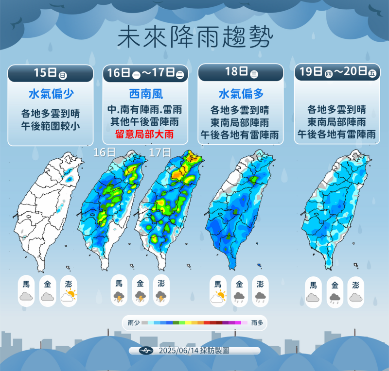 下週天氣一圖看。   圖：中央氣象署／提供