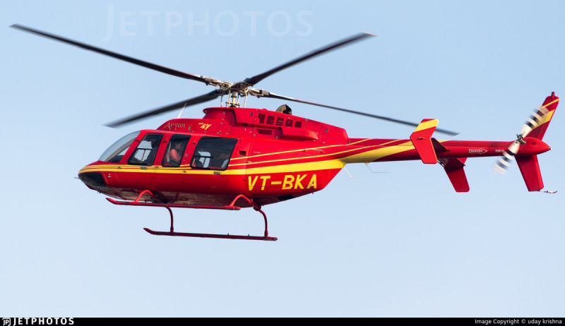 直升機 Bell 407 - VT-BKA 原訂前往古普卡希,但疑似因天氣惡劣,起飛不久後便墜毀。 圖:擷取自「Francisco Cunha」的 X