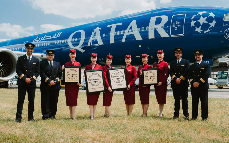 卡達航空再度傳來捷報，在 2025 年 Skytrax 世界航空獎中榮獲「世界最佳航空公司」頭銜，這已是該公司第九次獲此殊榮，穩坐全球航空業龍頭地位。   圖: 翻攝自卡達航空臉書