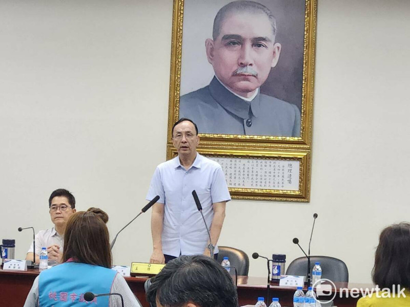 國民黨主席朱立倫再次針對拒絕出席總統府國安簡報，做出立場說明。   圖：黃建豪/攝