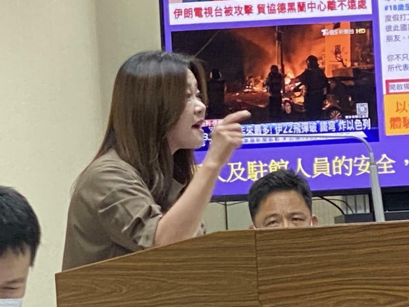 國民黨立委馬文君拍桌怒槓外交部長林佳龍「你的孩子會讓他去冒險嗎？」   圖：林朝億／攝