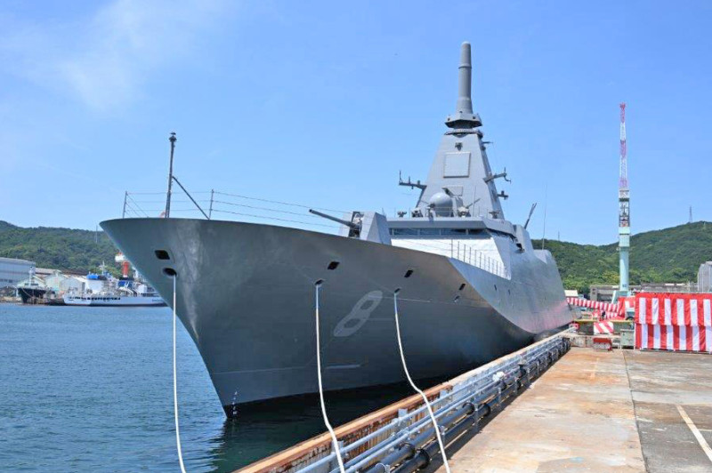 第8艘日本最上級護衛艦「湧別號」，19日正式入列海上自衛隊。   圖：翻攝「X」@JMSDF_PAO