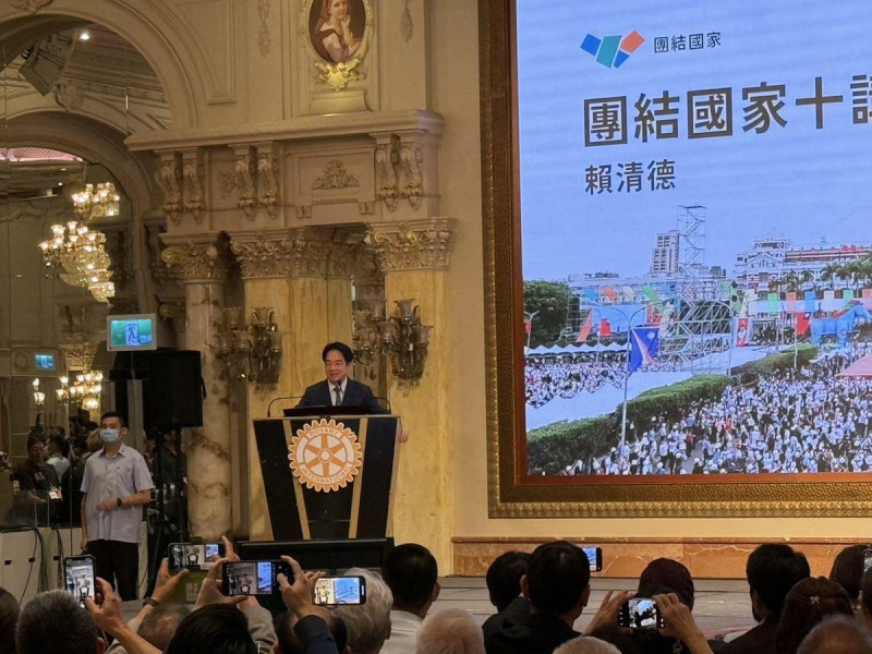 賴清德總統今（22）晚於新北新莊受邀參加獅子會例會進行「團結國家十講」第一講。   圖：周煊惠/攝