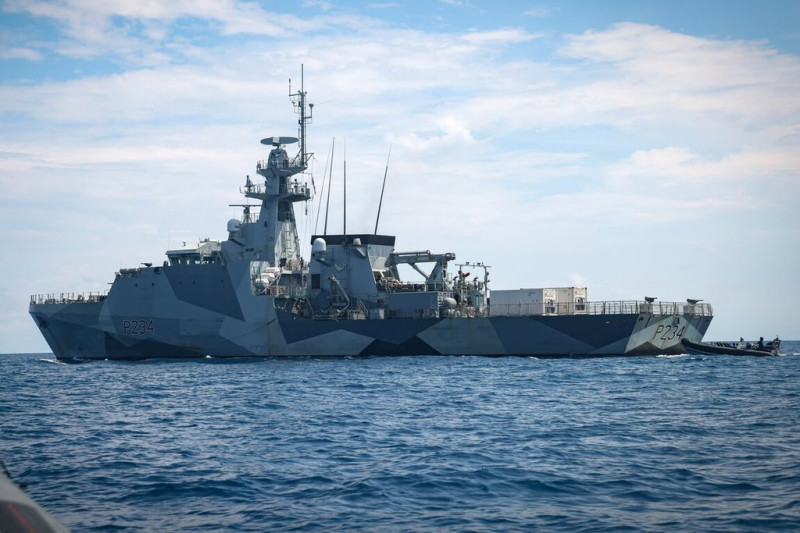 英國海軍巡邏艦史佩號（HMS Spey）18日穿越台灣海峽，23日在南海執行自由航行行動。圖為資料照。   圖：英國海軍提供