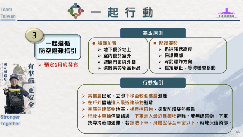 新版防空避難指引 圖:總統府提供 新版防空避難指引 圖:總統府提供