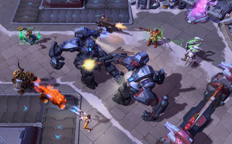 全新大亂鬥：「砰砰機器人」，利用巨大機甲堆進敵人大本營。   圖：暴雪娛樂提供