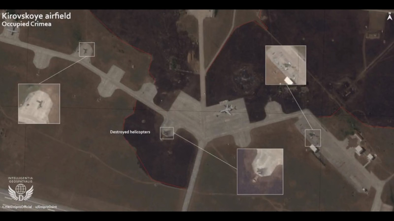 烏克蘭情報局聲稱，烏軍在先前對克里米亞基洛夫斯克機場的襲擊行動中，成功破壞 1 套「鎧甲-S1 」防空系統以及 3 架俄軍直升機。   