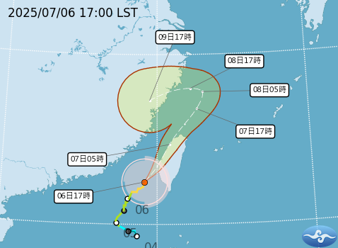 目前中度颱風「丹娜絲」暴風圈已進入台灣。   圖：取自中央氣象署