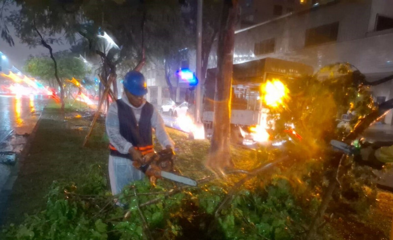 高市公園處連夜動員人力機具投入搶災。 圖:高雄市工務局/提供
