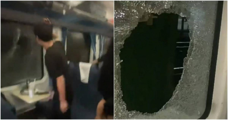 中國浙江省金華市近日驚傳火車追撞事故，一輛貨運列車不慎撞上載客列車，儘管並未釀成人員傷亡，但乘客全都被迫滯留在車內，處在沒冷氣的悶熱環境中長達3小時，最終一名男子受不了，當場砸窗通風。   圖：翻攝微博