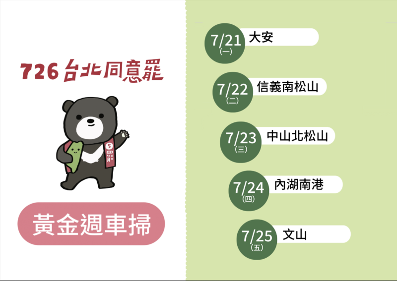 民進黨台北市議會黨團將於大罷免首波投票倒數黃金週舉行一系列車掃。 圖:民進黨台北市議會黨團 / 提供
