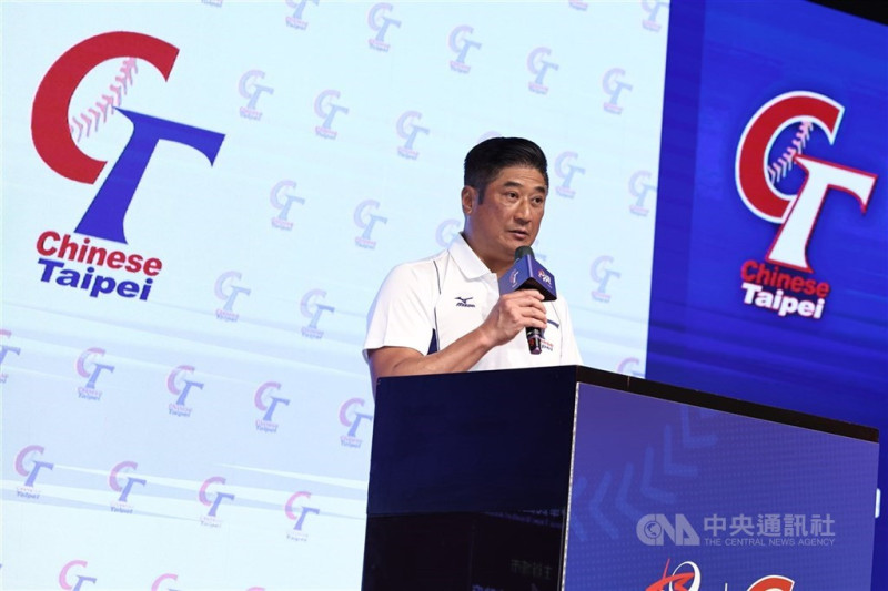 2025台灣三級棒球國家代表隊成軍誓師大會14日下午在台北舉行，中華民國棒球協會理事長辜仲諒（圖）出席，致詞詞勉勵年輕選手勇敢迎戰。中央社記者翁睿坤攝  114年7月14日   