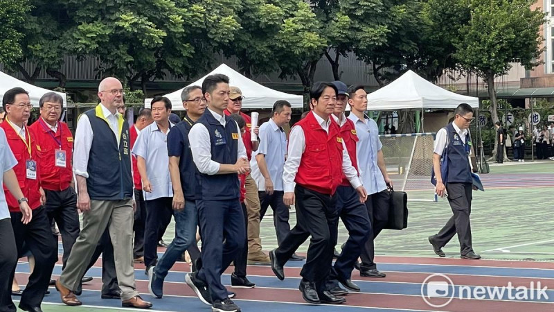 賴清德、蔣萬安一起視導城鎮韌性演習，雙方在致詞階段火藥味濃厚。   圖：高逸帆／攝