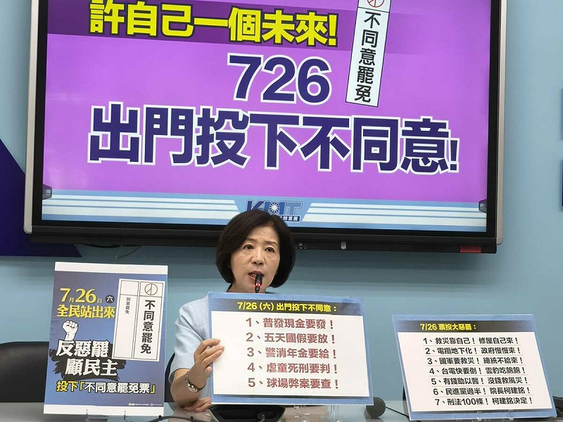 國民黨團副書記長王育敏呼籲民眾7月26日出門投票。   圖：國民黨立法院黨團/提供