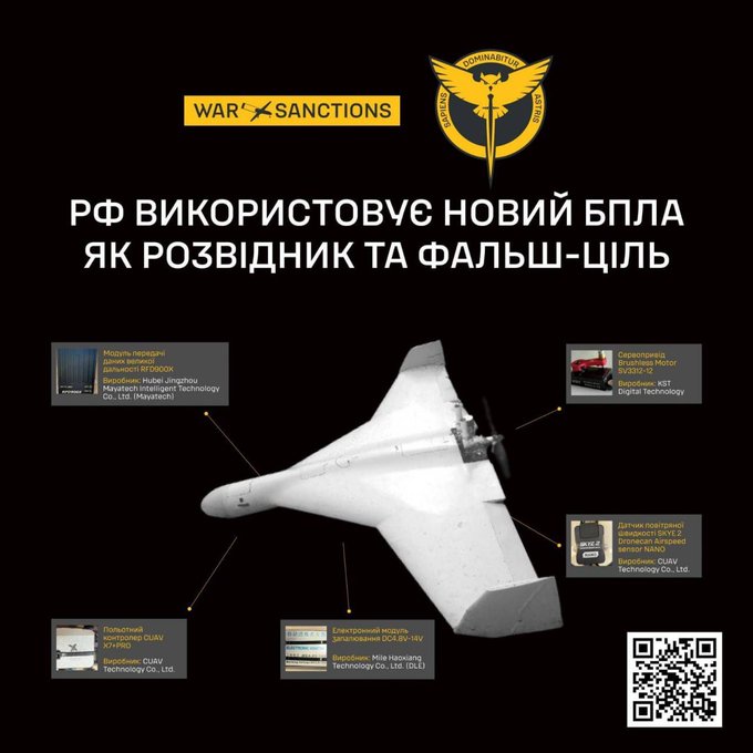 烏克蘭情報部門也發布消息,稱俄軍的新型無人機幾乎完全使用中國公司生產的零件,指控中國以實際行動支持俄羅斯的侵略戰爭。 圖:翻攝自 @NOELreports X 帳號