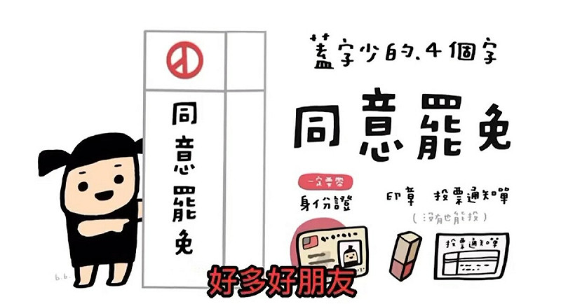 歌曲配上「台派寶寶」圖像,呼籲大家726出門投「同意罷免」。 圖:截自臉書影片