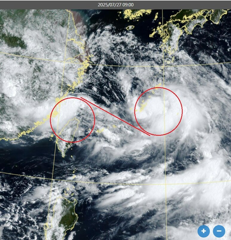 鄭明典說明，位於台灣北方海面的雲團將南移，為台灣上空帶來水氣，增加各地降雨機率和強度。   圖：翻攝自鄭明典臉書