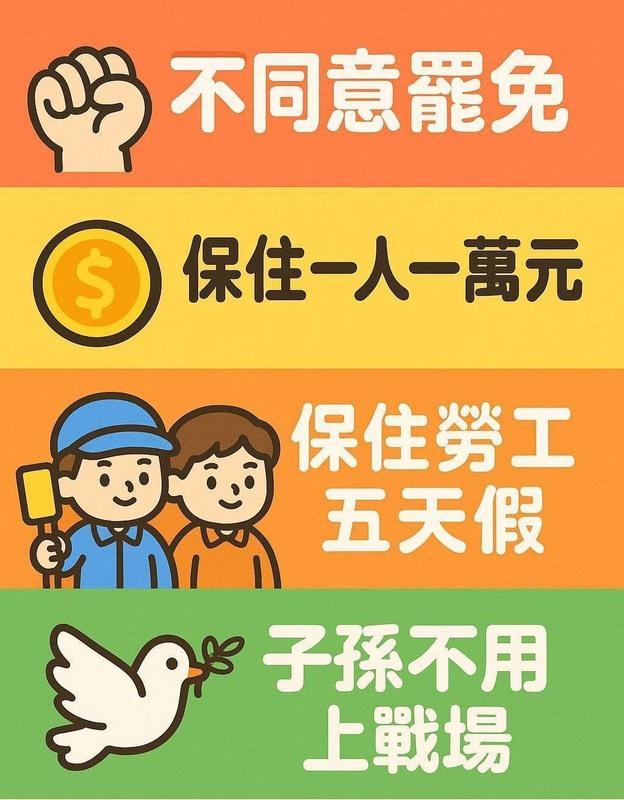 大罷免期間流傳的宣傳圖，「不同意罷免＝保住1萬元」？被質疑用政策買票，動員選民投下不同意。   圖:翻攝自網路