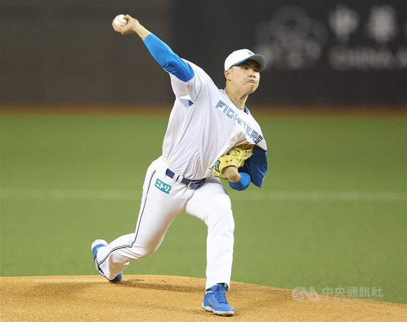 日職北海道日本火腿鬥士隊投手孫易磊29日二軍先發對樂天金鷲隊，投5局無失分、飆出最速152公里，無關勝敗。（中央社檔案照片）   