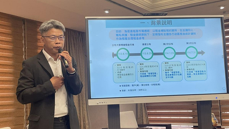 內政部地政司司長林家正說明「租金統計資料」的效益 圖:高逸帆/攝 內政部地政司司長林家正說明「租金統計資料」的效益 圖:高逸帆/攝