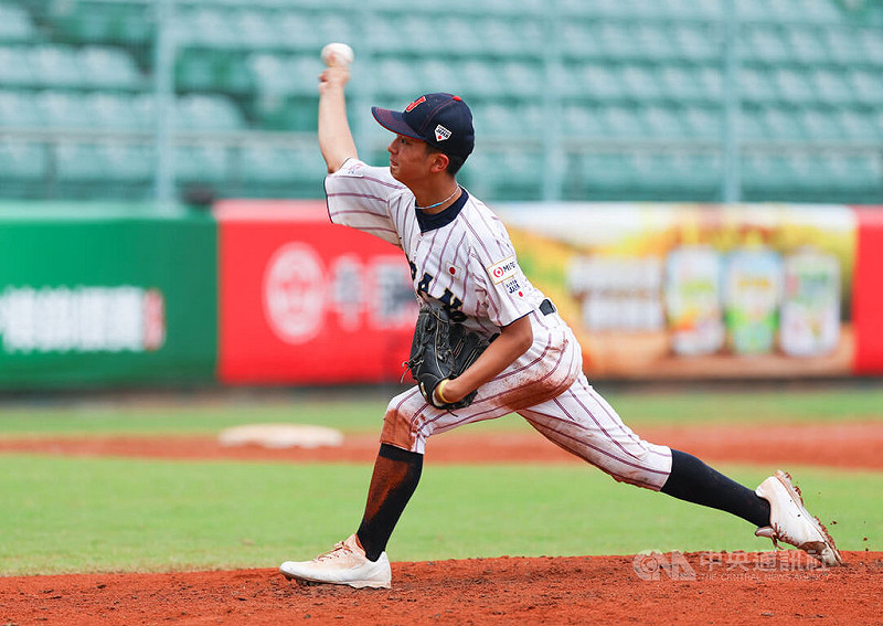 U12世界盃棒球賽日本隊1日複賽與多明尼加隊交手,日本終場逆轉奪勝,總教練大久保秀昭賽後點名大原颯二郎(圖)中繼投球表現不錯。中央社記者張新偉攝 114年8月1日