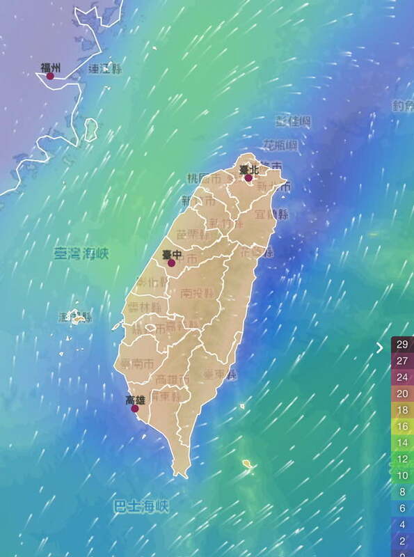 鄭明典指出，接近正南風的繞山氣流，氣流會在北台灣輻合，造成臺北盆地內很常出現強烈的午後對流系統。   圖：取自鄭明點臉書