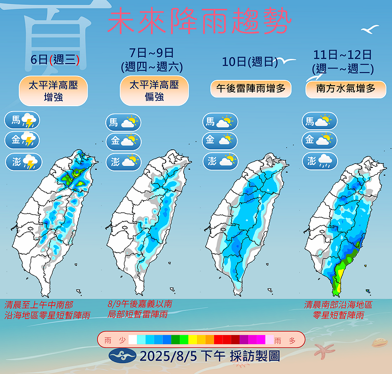 未來一週降雨趨勢。 圖:中央氣象署/提供
