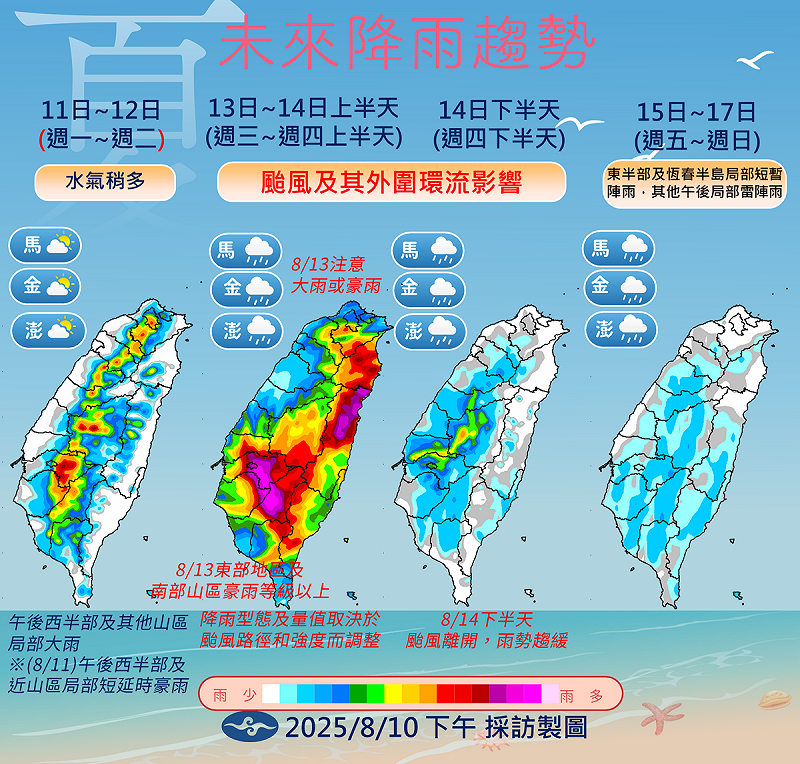 未來一週降雨趨勢。 圖:中央氣象署/提供