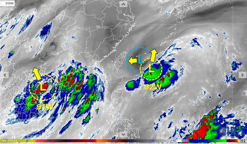 季風低壓槽北上加上冷心低壓西移至台灣上空，吳聖宇提醒本週午後大雷雨發生機會。   圖，吳聖宇臉書粉專